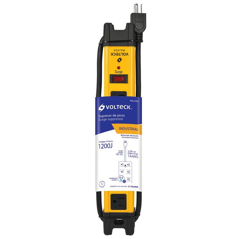 Multicontacto 14 AWG industrial supresor de picos 6 entradas, 48186 Volteck MUL 612X - Tool Ferreterías / Ferretodo - Herramientas y material de construcción.