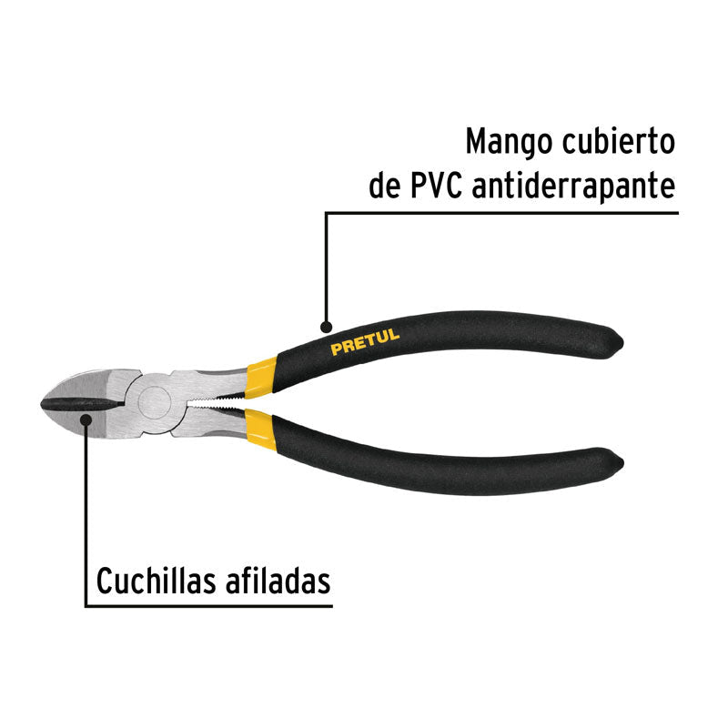 Pinza de corte diagonal de 8" con mango de PVC, 22639 Pretul PCD 8P - Tool Ferreterías / Ferretodo - Herramientas y material de construcción.