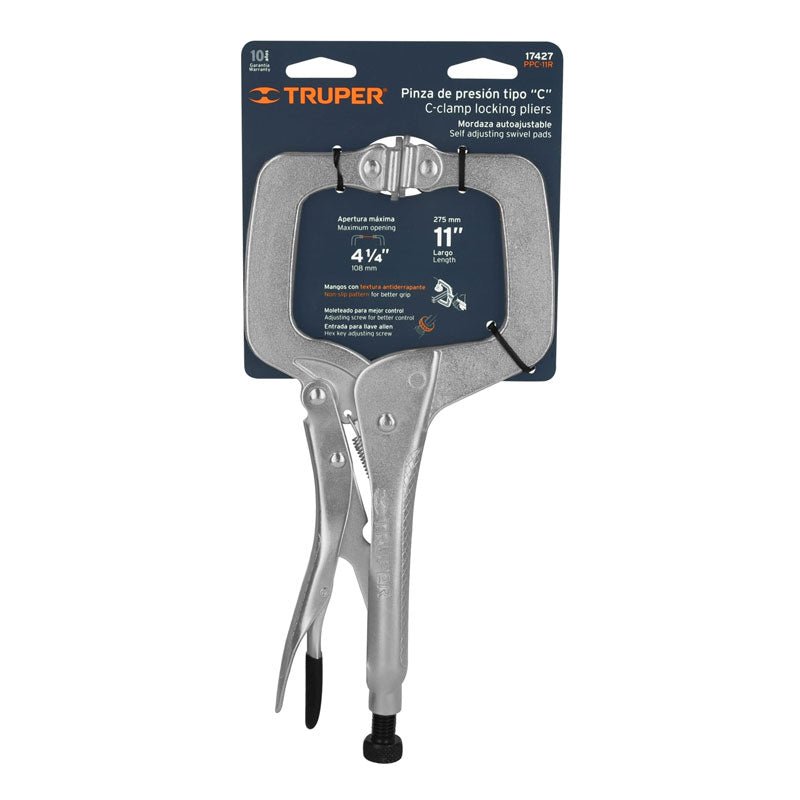 Pinza de presión 11" tipo "C" con mordaza autoajustable, 17427 Truper PPC 11R - Tool Ferreterías / Ferretodo - Herramientas y material de construcción.