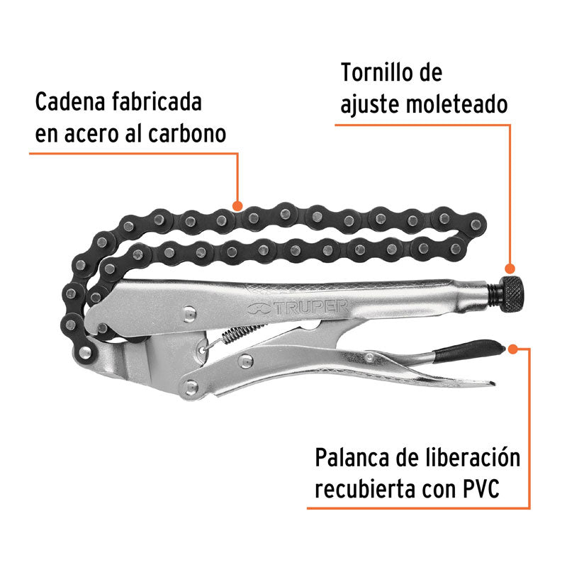 Pinza de presión de 8" de cadena, 17438 Truper PPT CAD - Tool Ferreterías / Ferretodo - Herramientas y material de construcción.