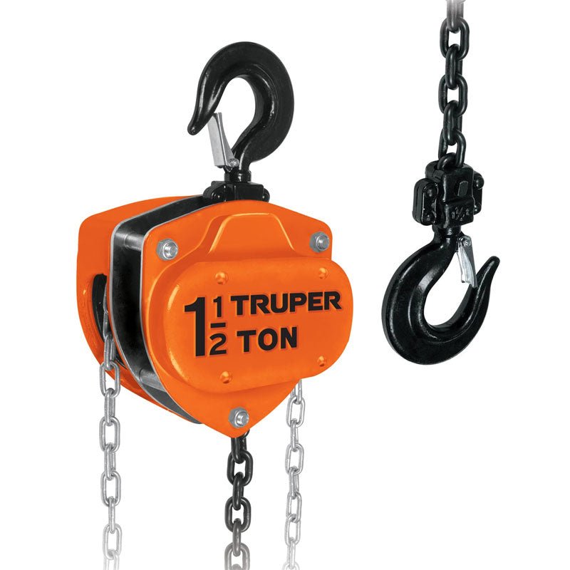 Polipasto de cadena de 1 1/2 toneladas, 16825 Truper POL11/2 - Tool Ferreterías / Ferretodo - Herramientas y material de construcción.