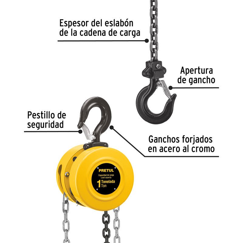 Polipasto de cadena de 1 tonelada, 27127 Pretul POL 1P - Tool Ferreterías / Ferretodo - Herramientas y material de construcción.