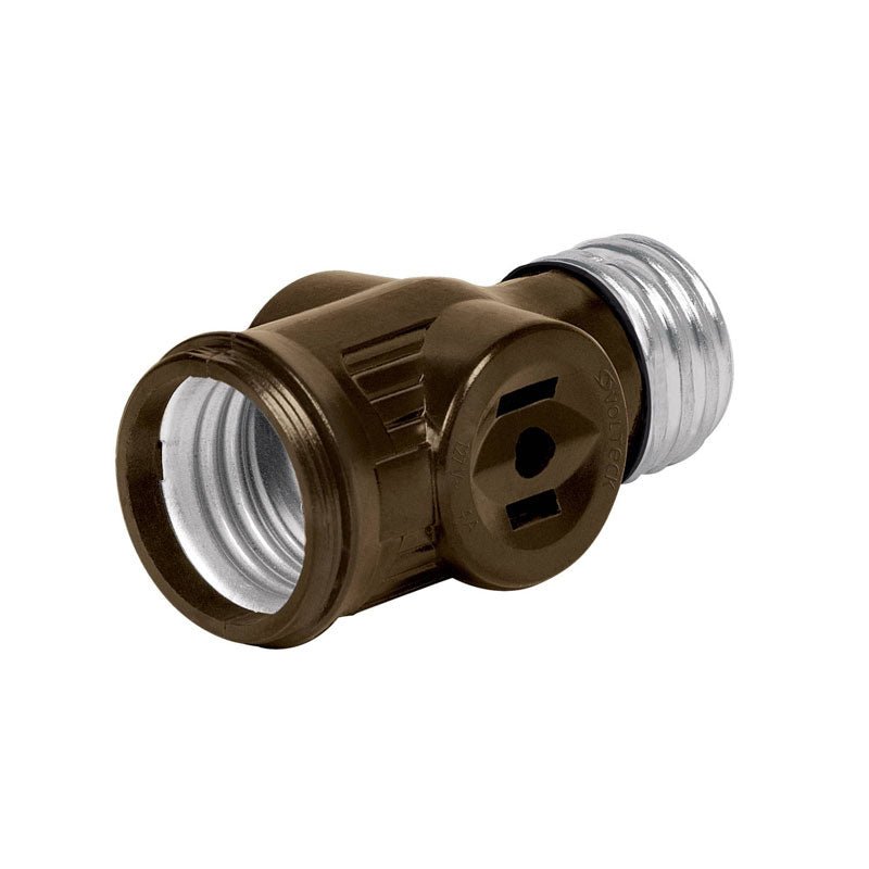 Portalámpara de baquelita con doble contacto, color café, 46511 Volteck POBA 12 - Tool Ferreterías / Ferretodo - Herramientas y material de construcción.