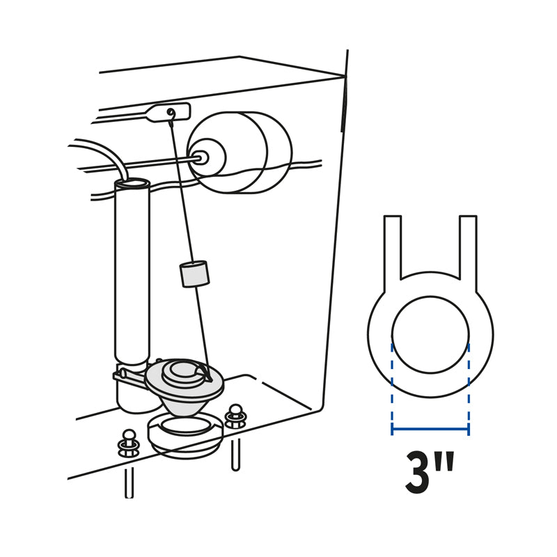 Sapo de 3" para WC, PVC, azul, cadena plástica, 40172 Foset SA - 010 - Tool Ferreterías / Ferretodo - Herramientas y material de construcción.