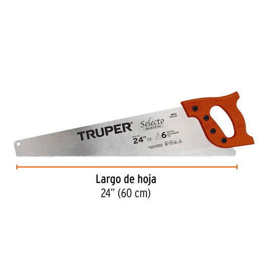 Serrucho de 24" Selecto, 6 DPP, 18161 Truper STX 24 - Tool Ferreterías / Ferretodo - Herramientas y material de construcción.
