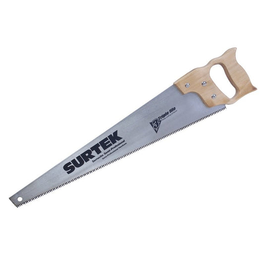Serrucho de 3 filos de 22? con mango de madera, 120247 Surtek - Tool Ferreterías / Ferretodo - Herramientas y material de construcción.