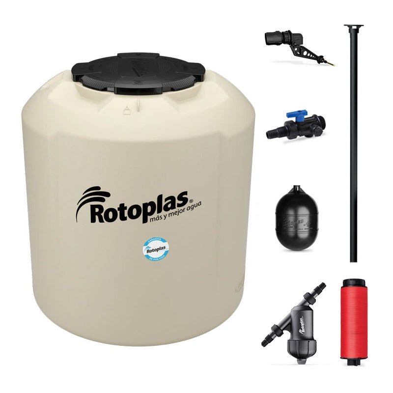 Tinaco Plus+ equipado de 1100 lts, color beige, 500472 Rotoplas - Tool Ferreterías / Ferretodo - Herramientas y material de construcción.