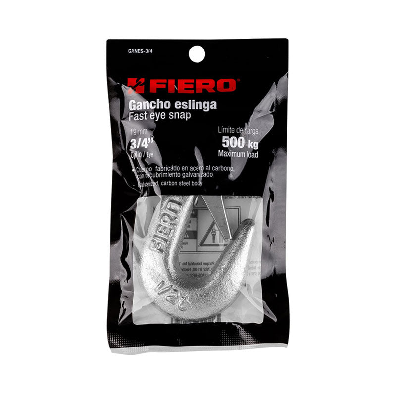 Gancho Eslinga De Acero Forjado 3/4", Carga 500 Kg, Fiero
