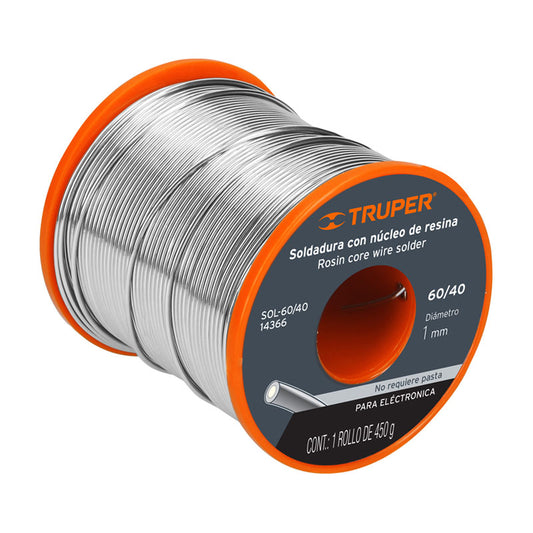 Soldadura Con Núcleo Resina 60/40, Para Electrónica, 450 G