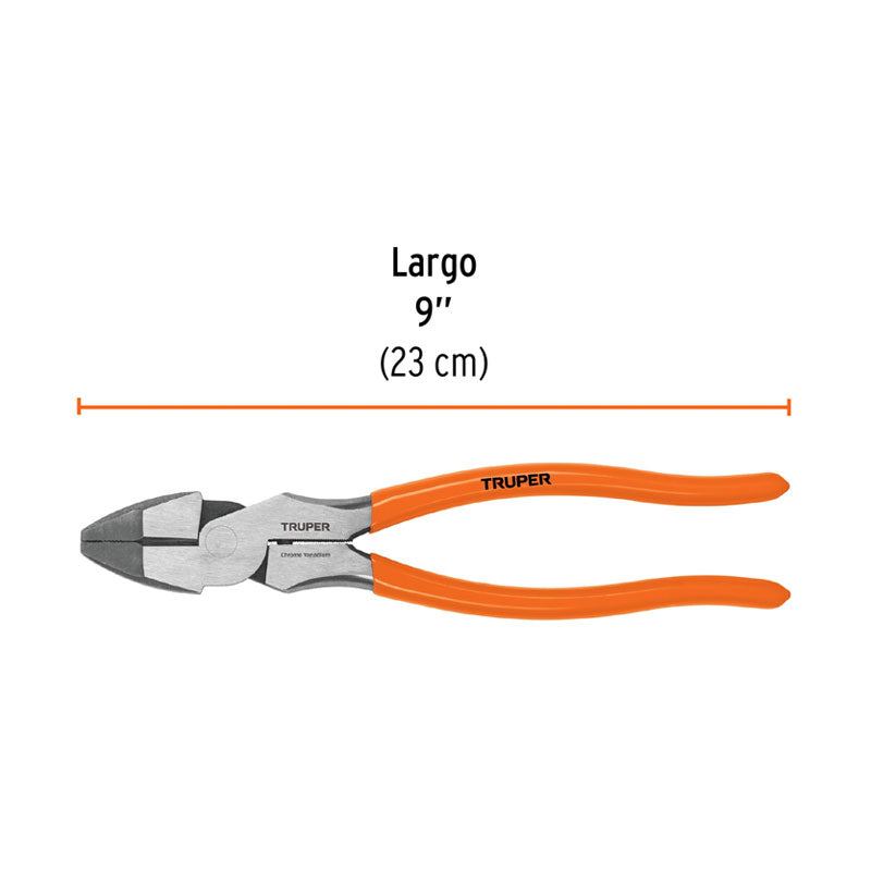 Pinza Para Electricista 9" Alta Palanca Mango Pvc, Truper