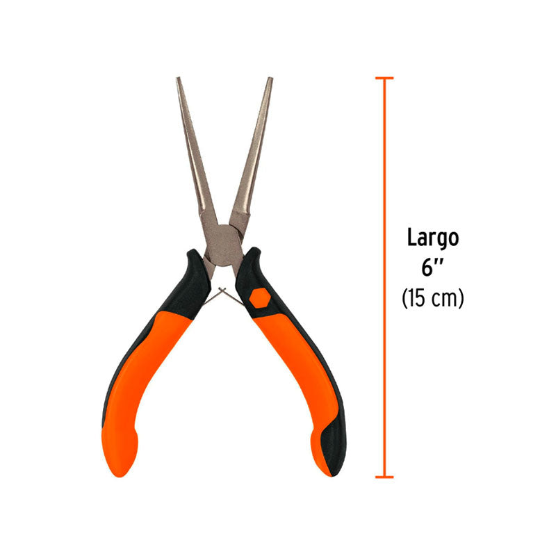 Mini Pinza De Punta De Aguja 6" Mango Comfort Grip, Truper