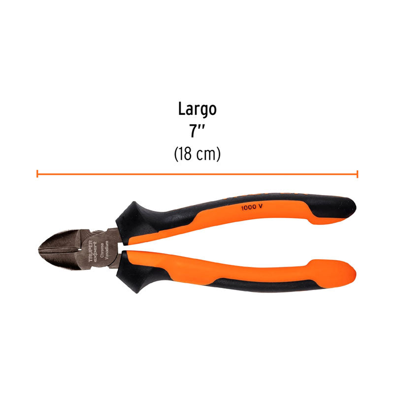 Pinza Corte Diagonal 7" Mango Comfort Grip, Truper Expert