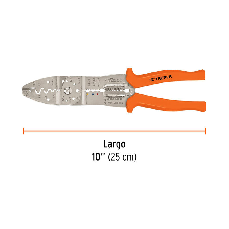 Pinza 10" Pela Cables 20 A 10 Awg, Truper