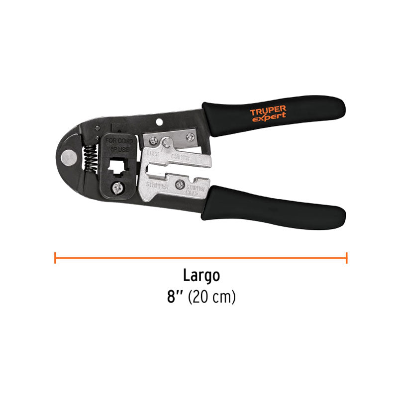 Pinza 8" Ponchadora Para Cables Rj 45, 8 Contactos, Truper