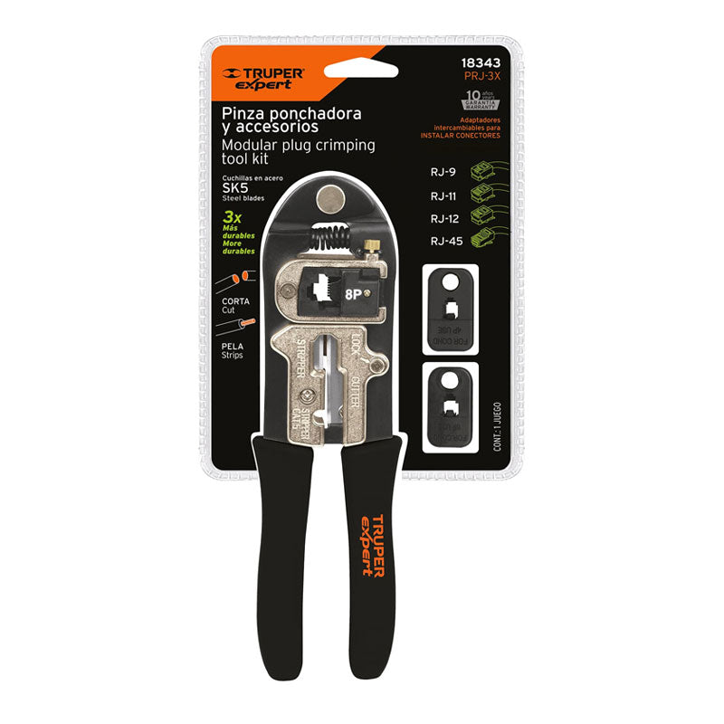 Pinza 8" Ponchadora, Módulos Intercambiables, Truper