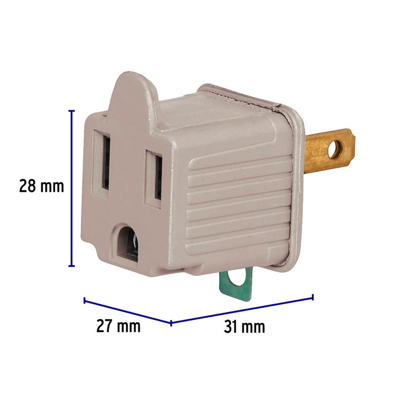 Bolsa Con 2 Adaptadores 3 A 2 Grises, Volteck