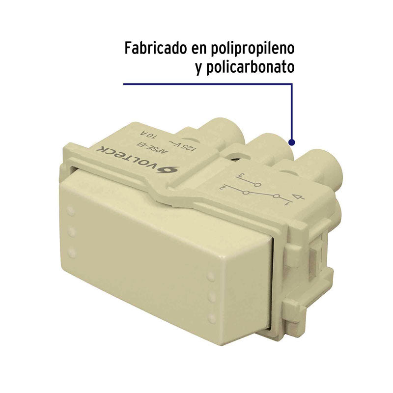 Interruptor De 3 Vías, Línea Italiana, Color Marfil, Volteck