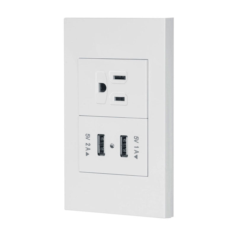 Placa Armada 1Contacto, 2Puertos Usb, 1.5Mod, Española, Blanco, Volteck