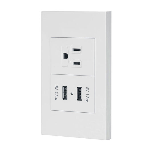 Placa Armada 1Contacto, 2Puertos Usb, 1.5Mod, Española, Blanco, Volteck