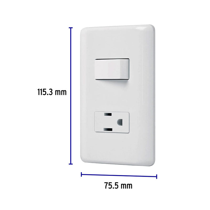Placa Armada Contacto E Interruptor Sencillo, Volteck Basic