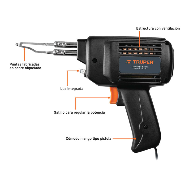 Cautín 230 W Tipo Pistola Con 2 Temperaturas, Truper