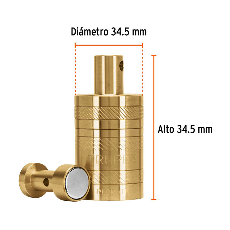 Plomada De Latón 12 Oz Con Centro Y Guía Magnética, Truper