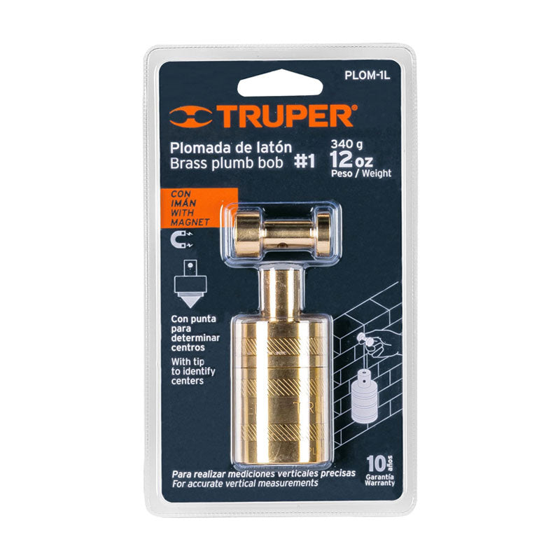 Plomada De Latón 12 Oz Con Centro Y Guía Magnética, Truper