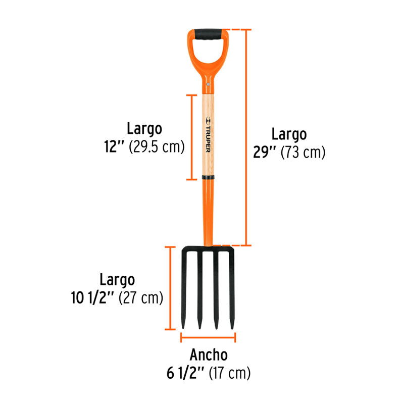 Bieldo Para Jardín, 4 Dientes, Puño T2000, Con Tpr, Mango 28