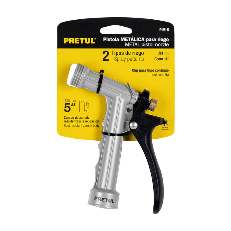 Pistola Para Riego De 5" De 2 Funciones Metálica, Pretul