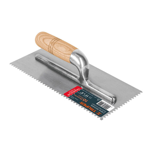 Llana Dentado Triangular 11", 10 Remaches, Mango Madera, Truper