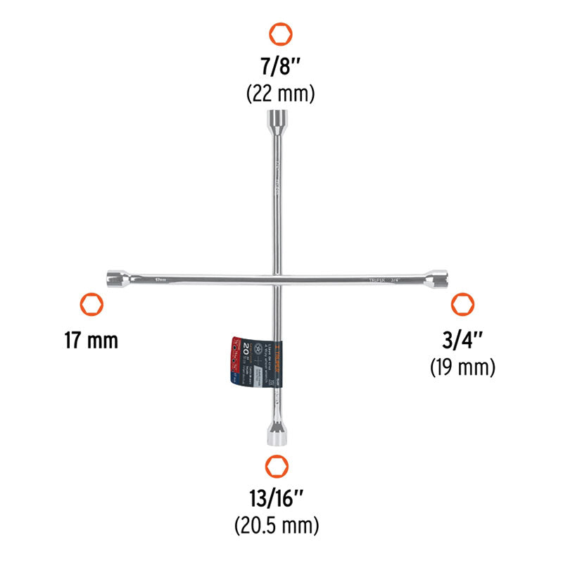 Llave De Cruz 20" Pulida Y Cromada, Truper