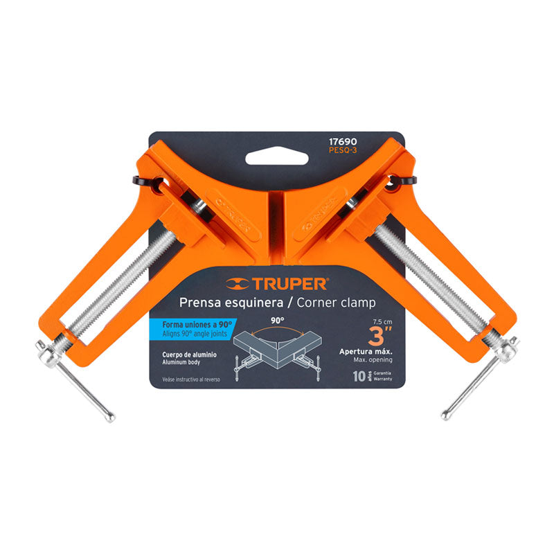 Prensa Esquinera De 3" Profesional, Cuerpo Aluminio, Truper