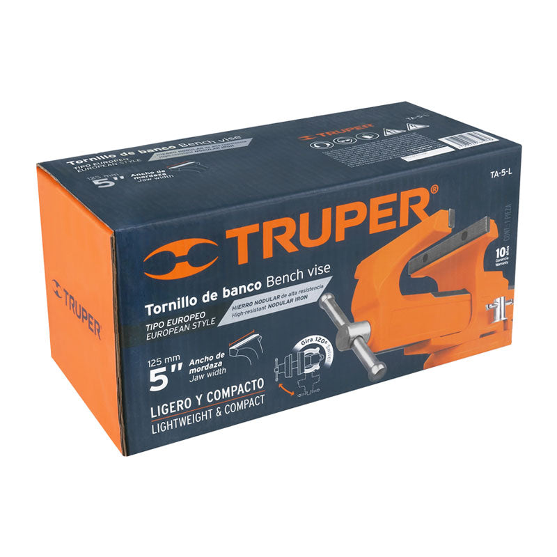 Tornillo De Banco 5" Tipo Europeo De Hierro Nodular, Truper