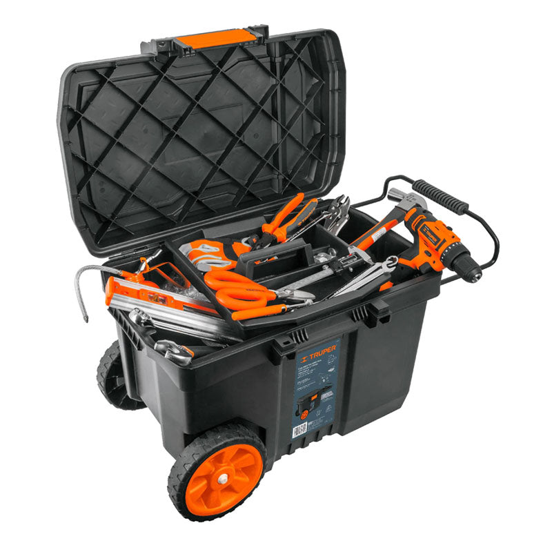 Caja Para Herramienta De 23" Con Ruedas Y Mango Telescópicom, Truper
