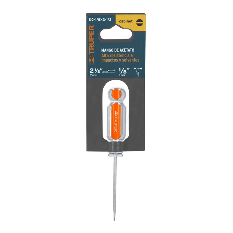 Desarmador Cabinet 1/8" X 2 1/2" Mango De Acetato, Truper