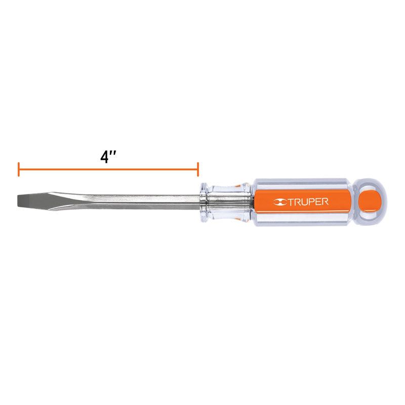 Desarmador Plano 1/4 X 4" Barra Cuadrada Mango Acetato