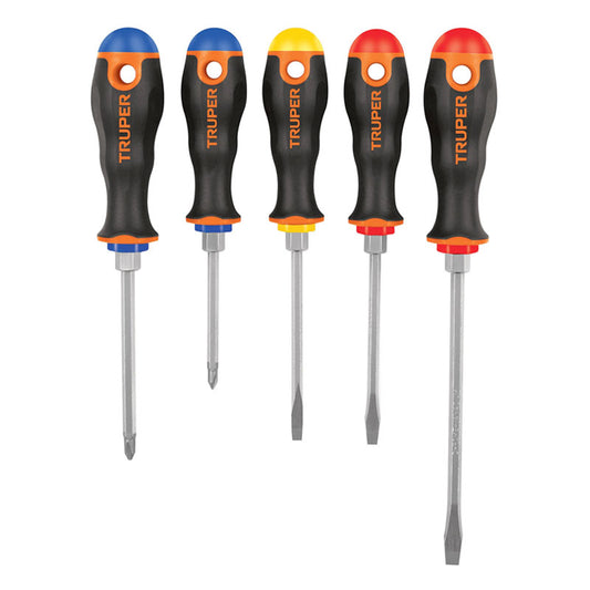 Juego De 5 Desarmadores Mango Comfort Grip, Truper