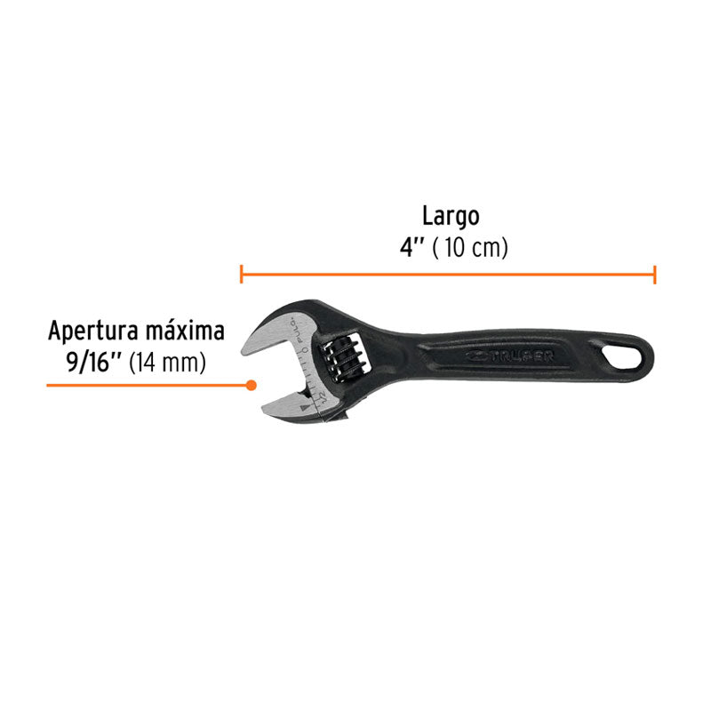 Llave Ajustable (Perico) 4" Profesional Pavonada, Expert