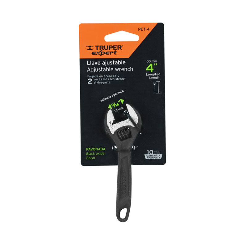 Llave Ajustable (Perico) 4" Profesional Pavonada, Expert