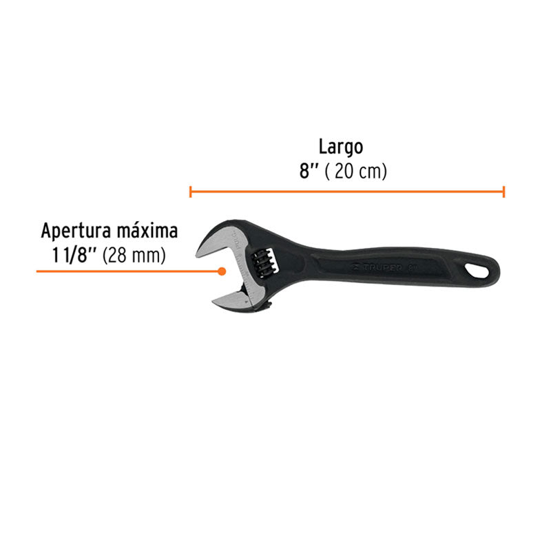 Llave Ajustable (Perico) 8" Profesional Pavonada, Expert