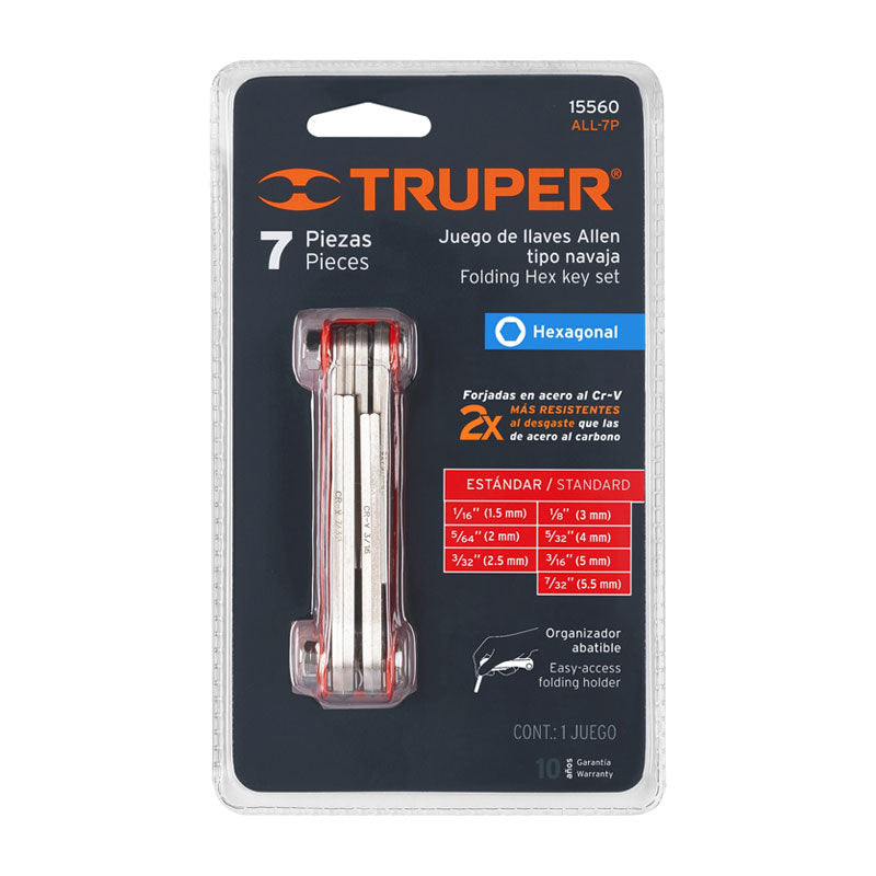 Juego De 7 Llaves Allen Std Tipo Navaja, Cuerpo De Lámina
