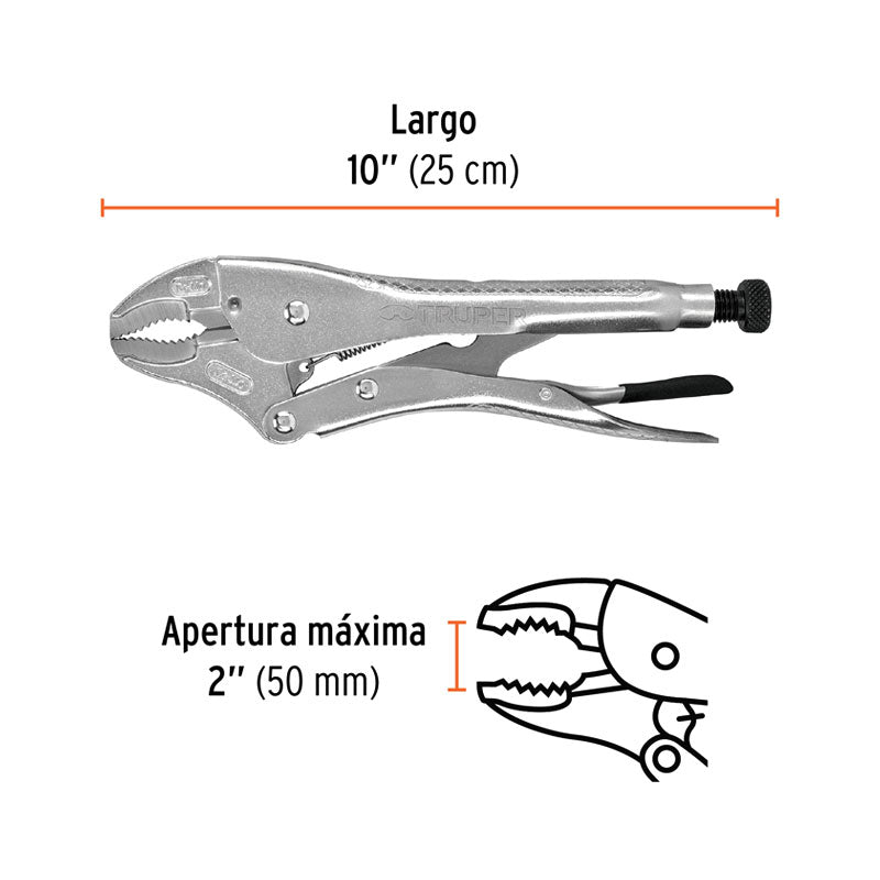 Pinza De Presión 10" Mordaza Curva, Truper