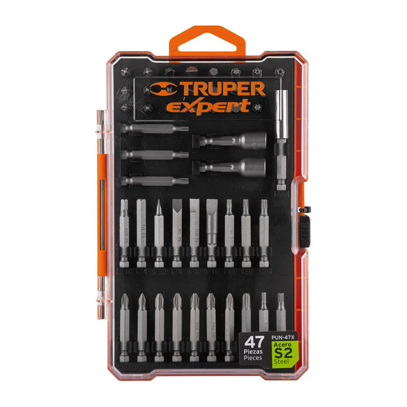 Juego De 47 Puntas Mixtas Largos 1" Y 2" En Estuche, Expert