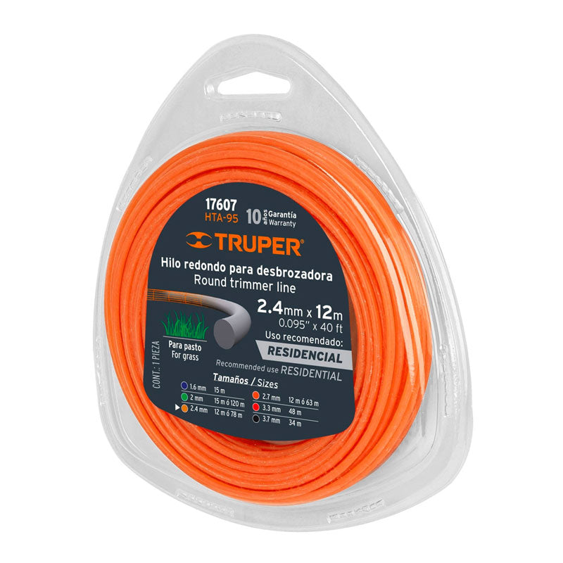 Rollo De Hilo Para Desbrozadora, 2.4 Mm X 12 M, Truper