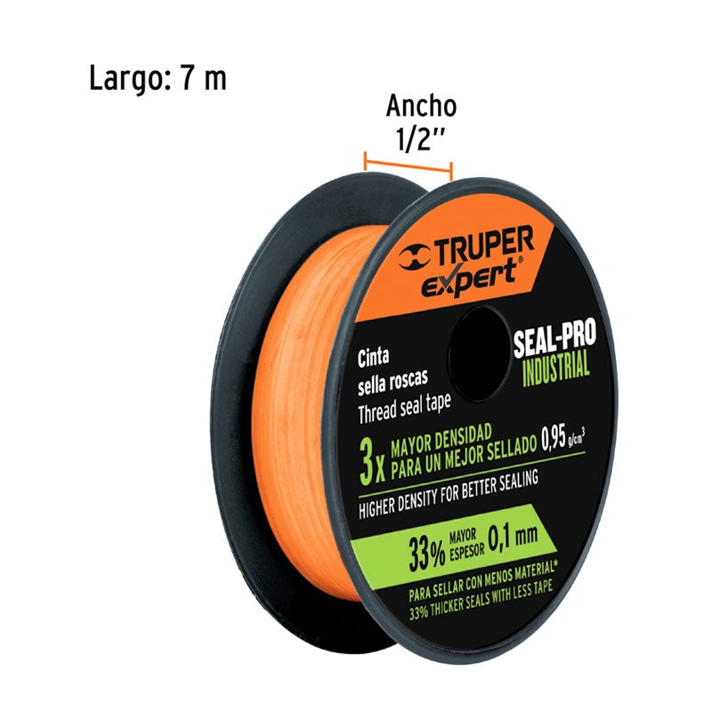 Cinta Sella Roscas 1/2" X 7 M De Largo, Industrial, Truper Expert