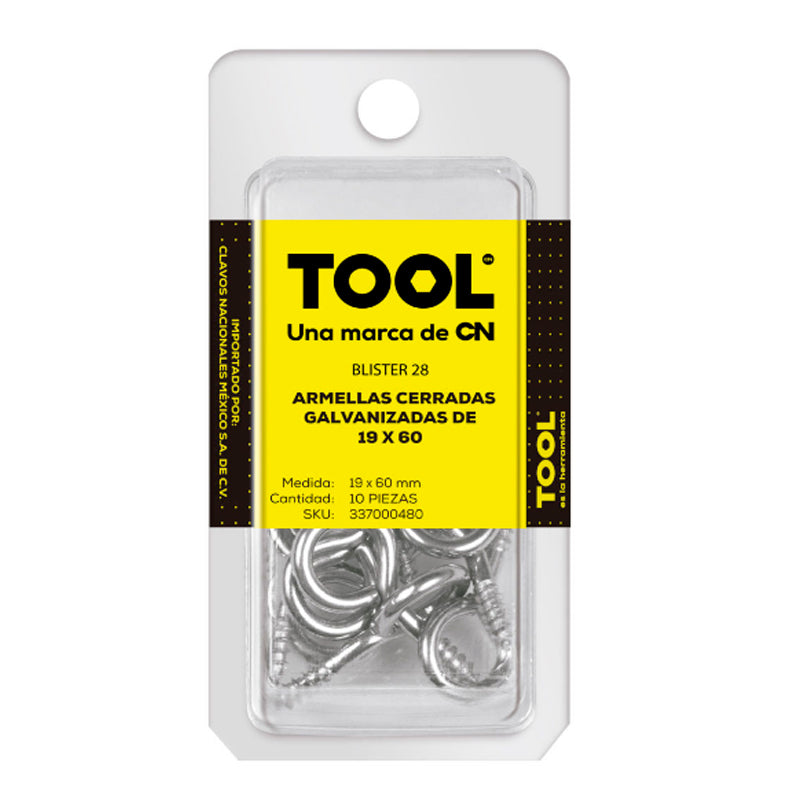 Blíster 28 Armella Cerrada Galvanizada 19X60 Con 10 Piezas