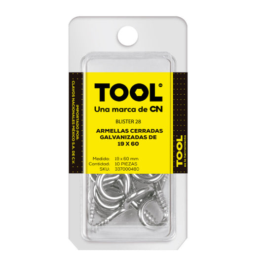 Blíster 28 Armella Cerrada Galvanizada 19X60 Con 10 Piezas