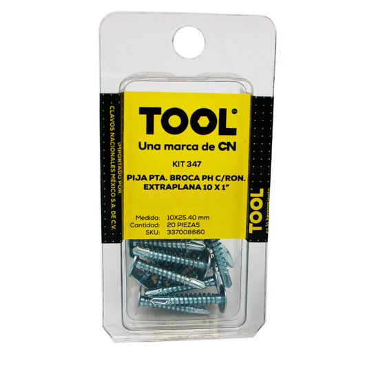 Kit 347 Pija Punta Broca Phillips Con Rondana Extraplana 10 X 1