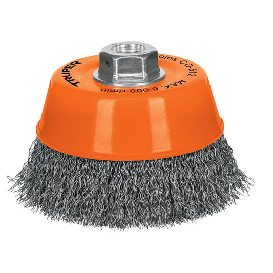 Carda Copa 5" Alambre Ondulado Fino, Eje 5/8" 11, Truper