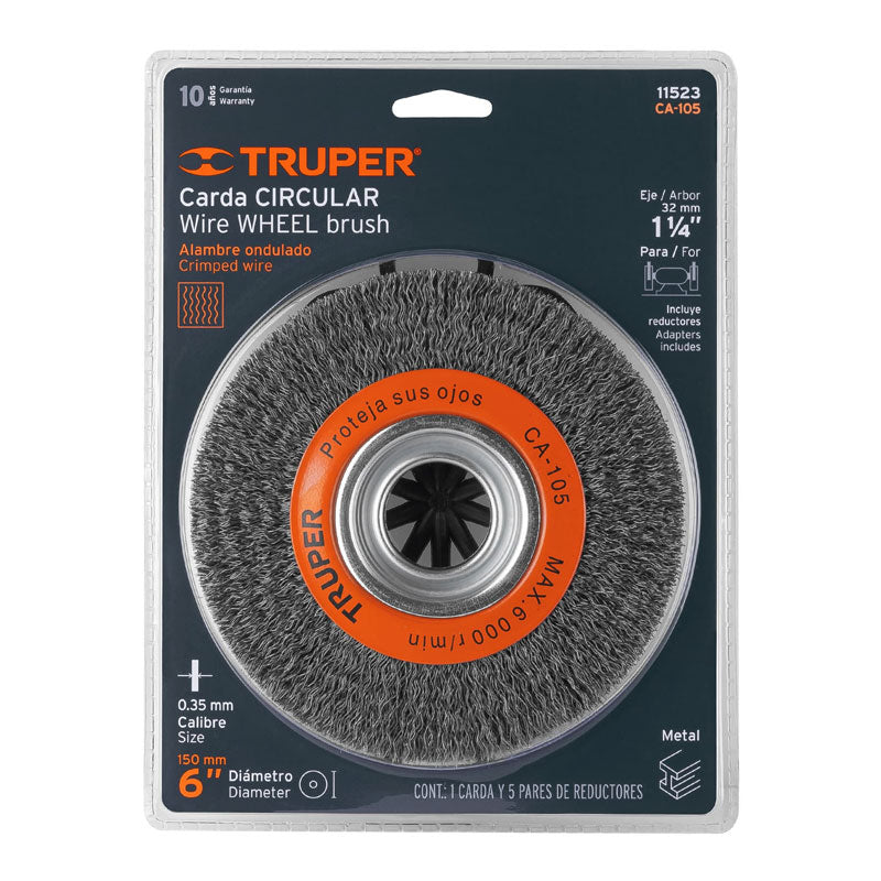 Carda Alambre Ondulado 6" X 13/16" Para Esmeril, Truper